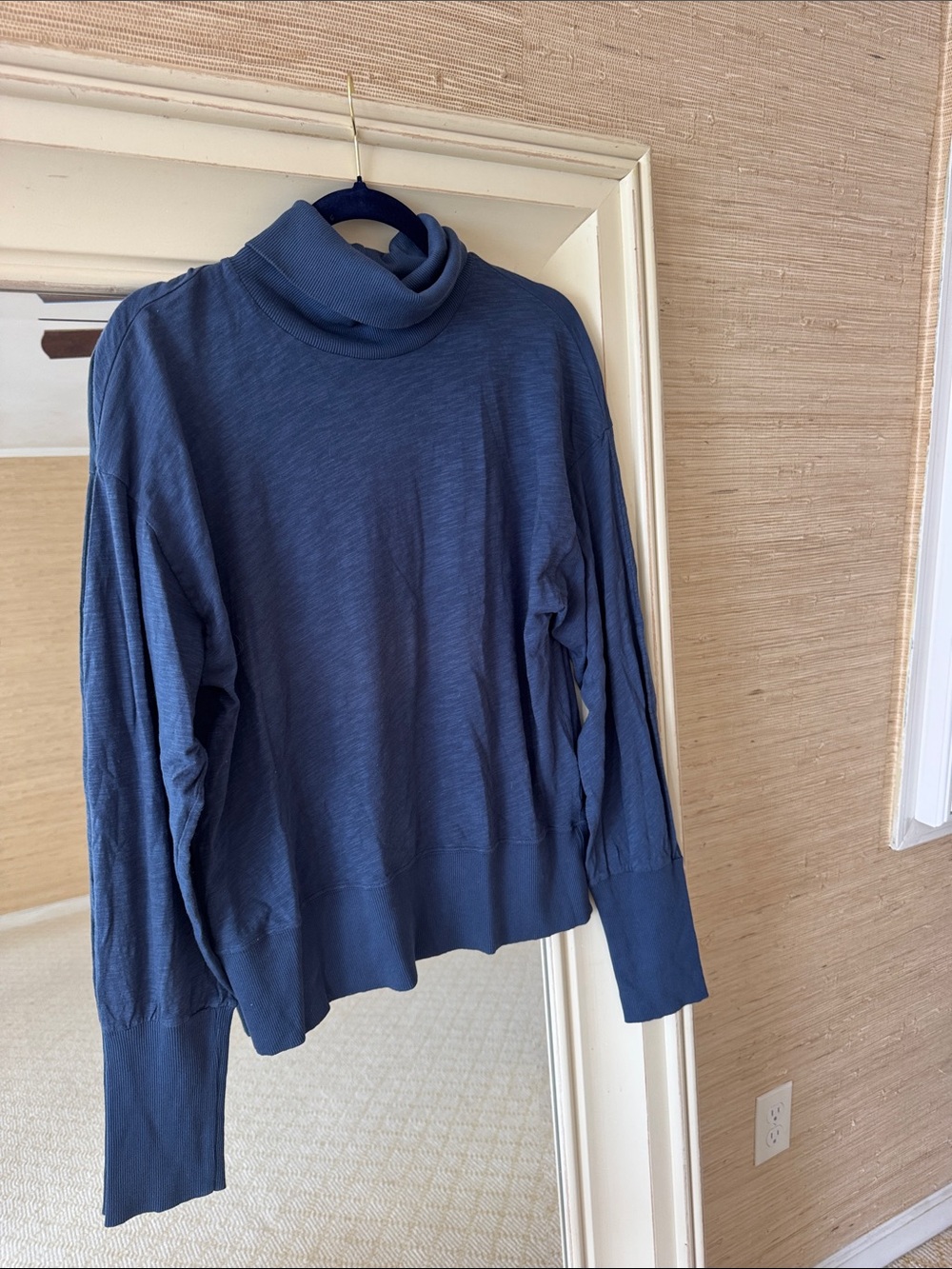 Bobi LA Blue Turtleneck Long Sleeve Top